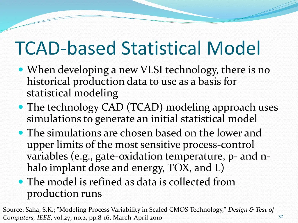 tcad based statistical model when developing