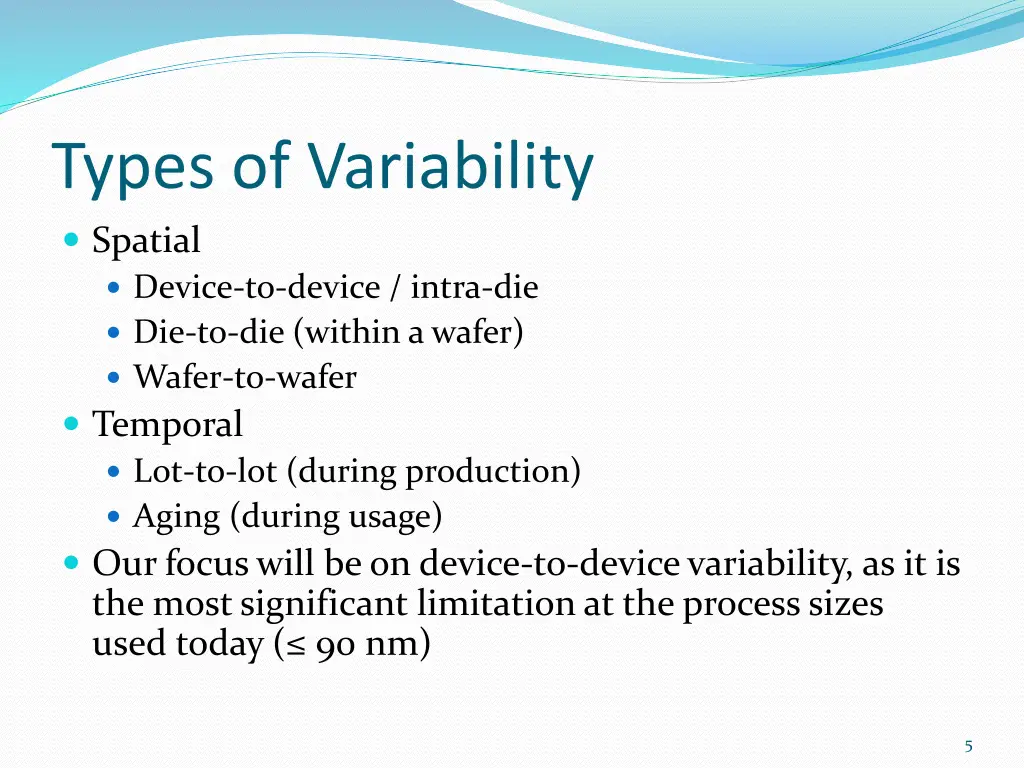 types of variability spatial device to device