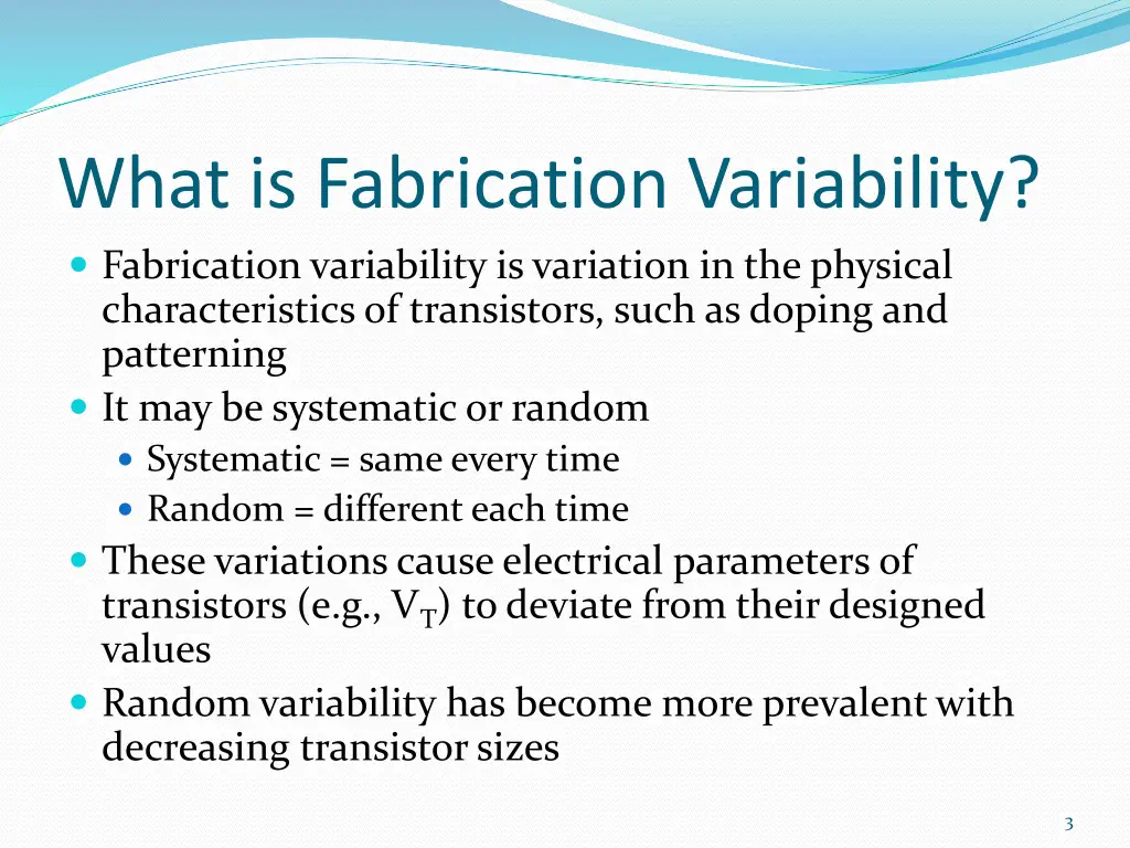 what is fabrication variability fabrication