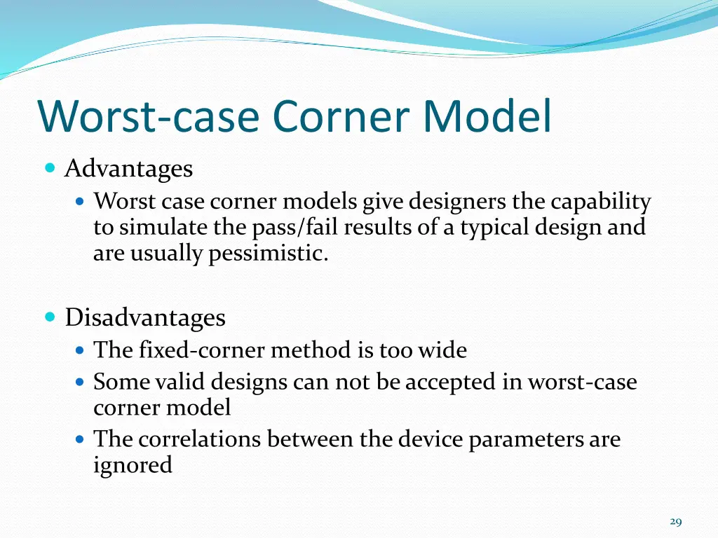 worst case corner model advantages worst case