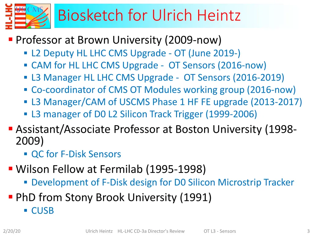 biosketch for ulrich heintz