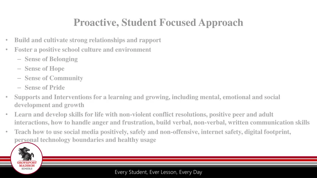 proactive student focused approach