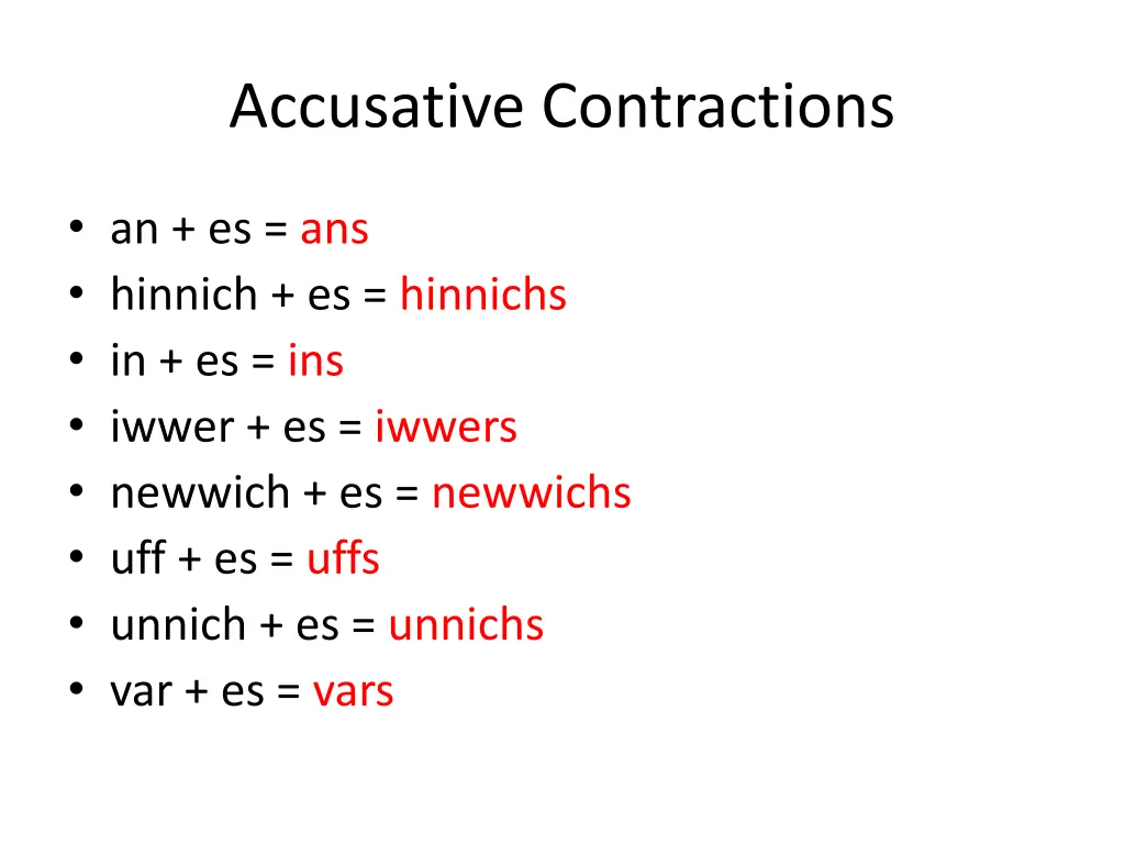 accusative contractions