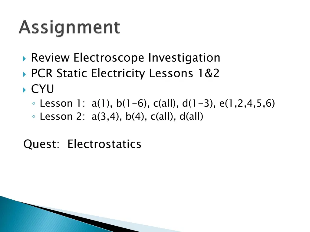 review electroscope investigation pcr static