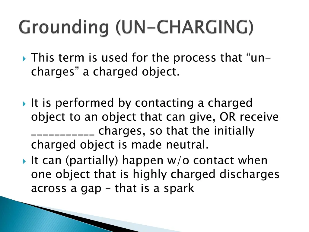 this term is used for the process that un charges