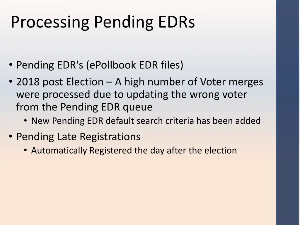 processing pending edrs