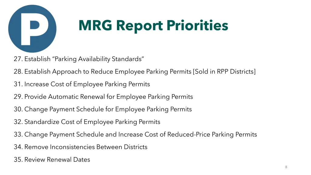 mrg report priorities