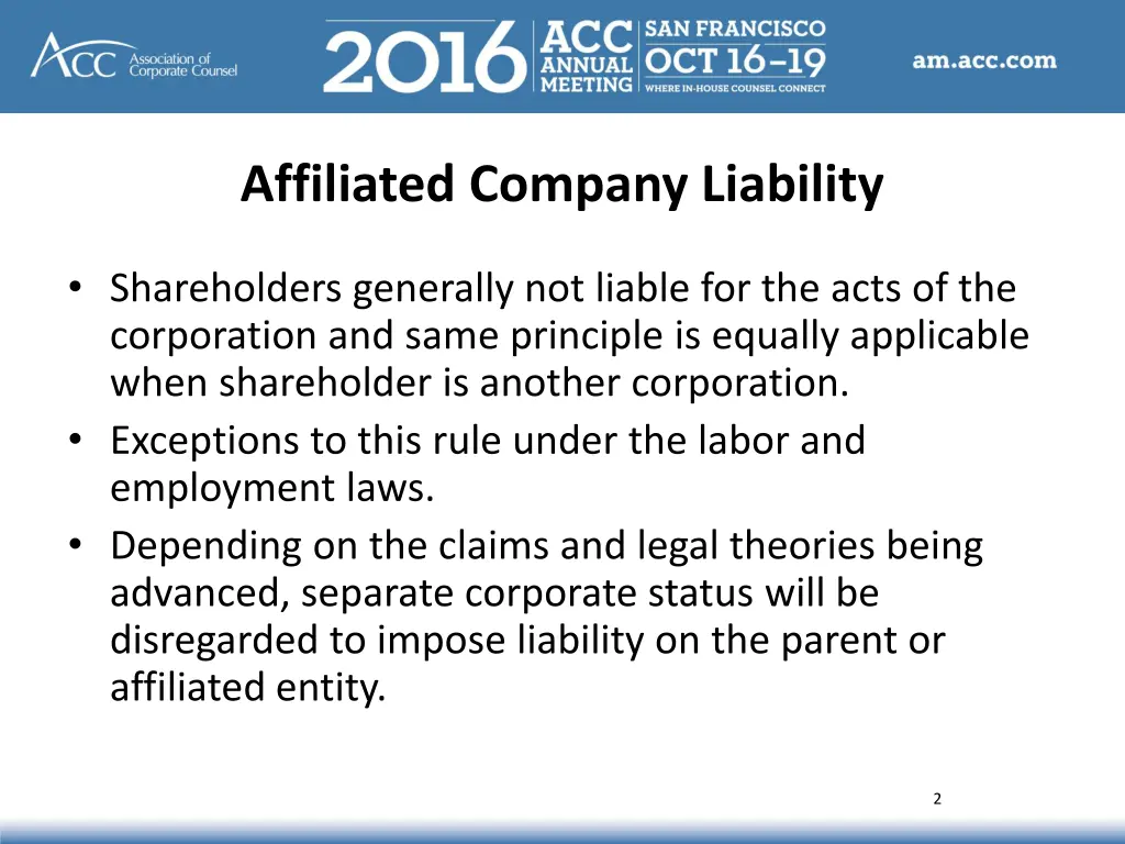 affiliated company liability