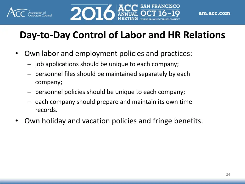 day to day control of labor and hr relations