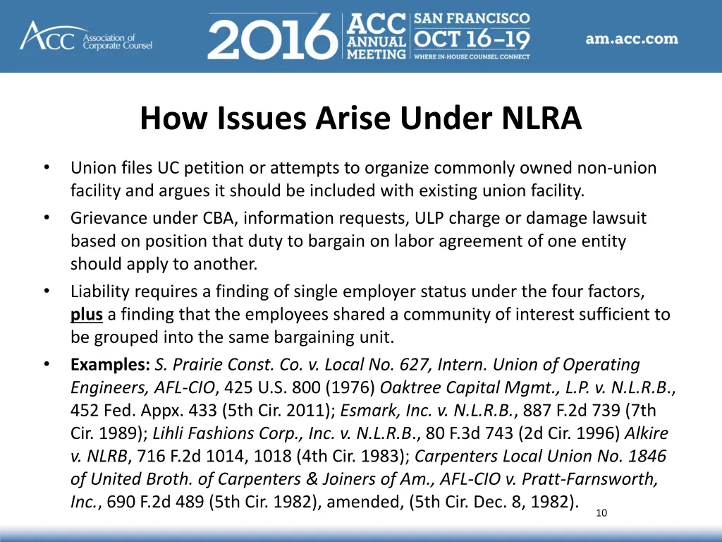 how issues arise under nlra