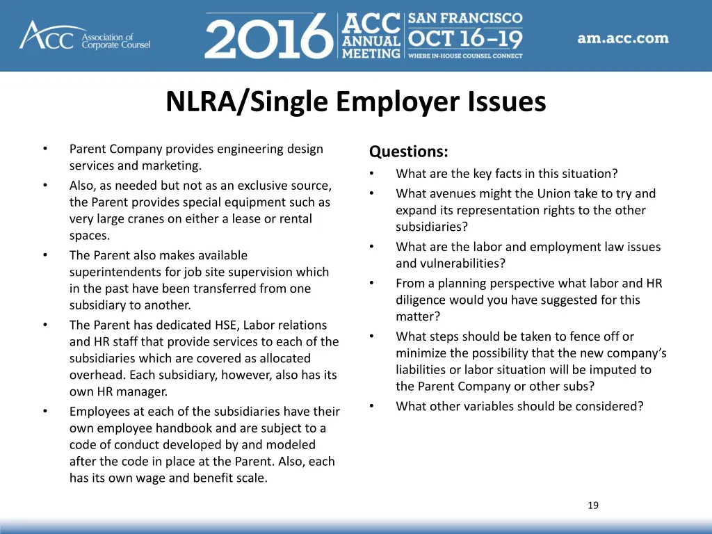 nlra single employer issues 1