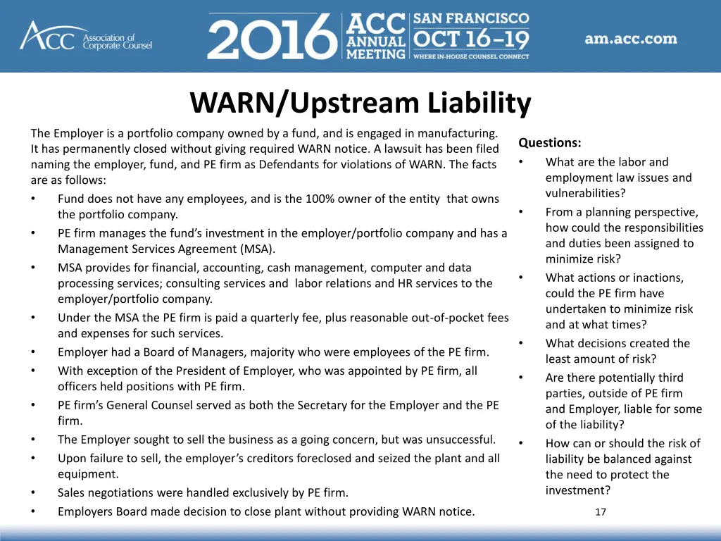 warn upstream liability