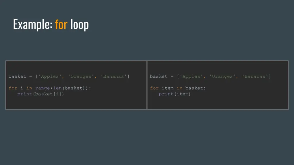 example for loop