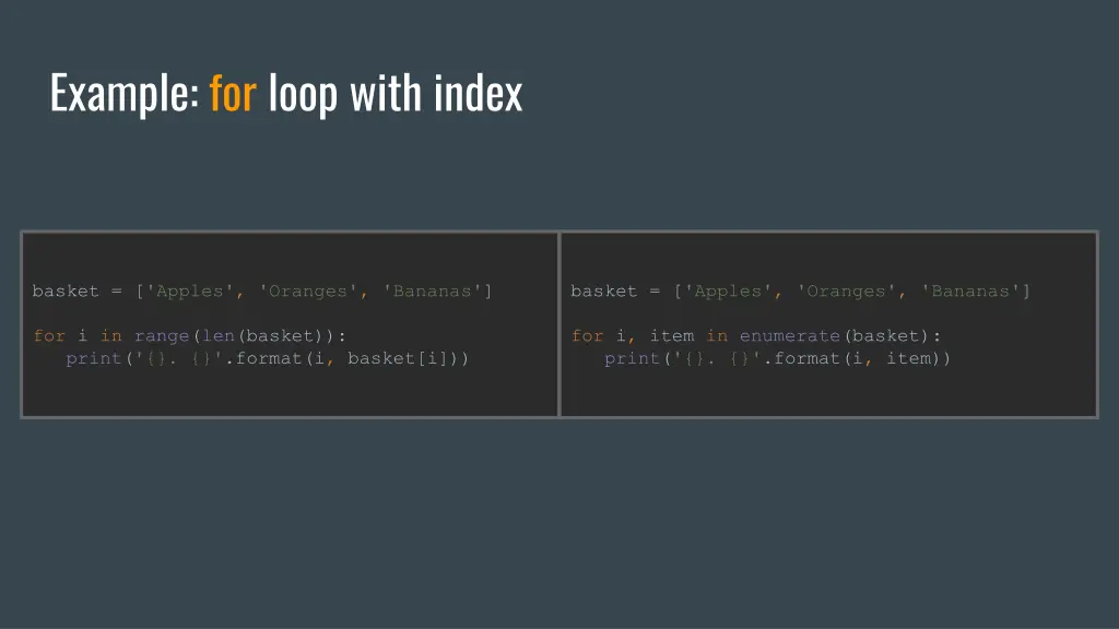 example for loop with index