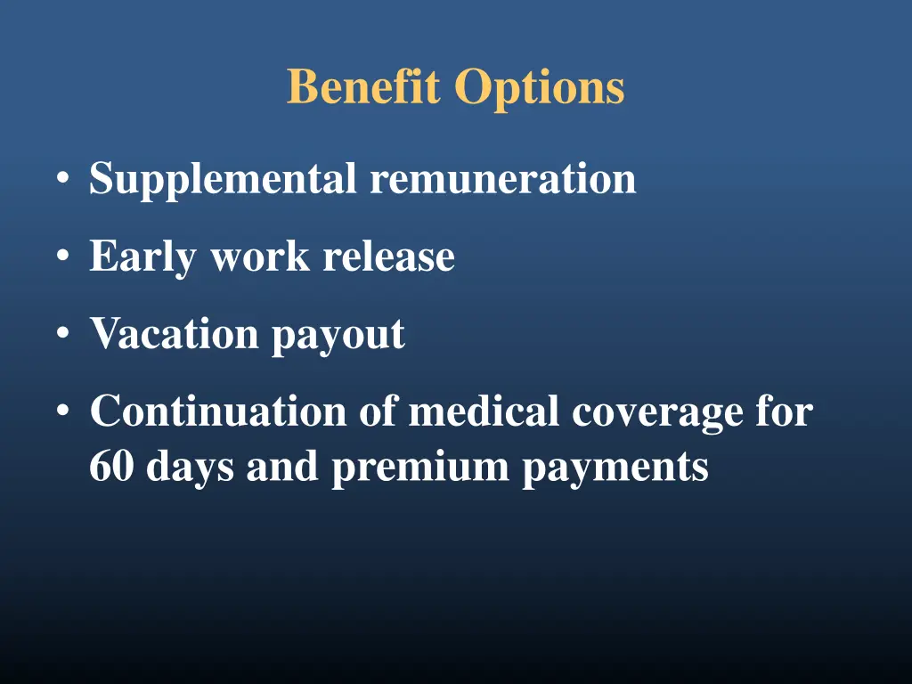 benefit options