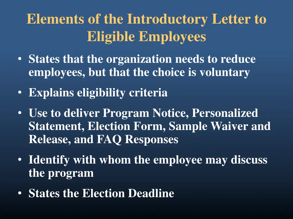 elements of the introductory letter to eligible