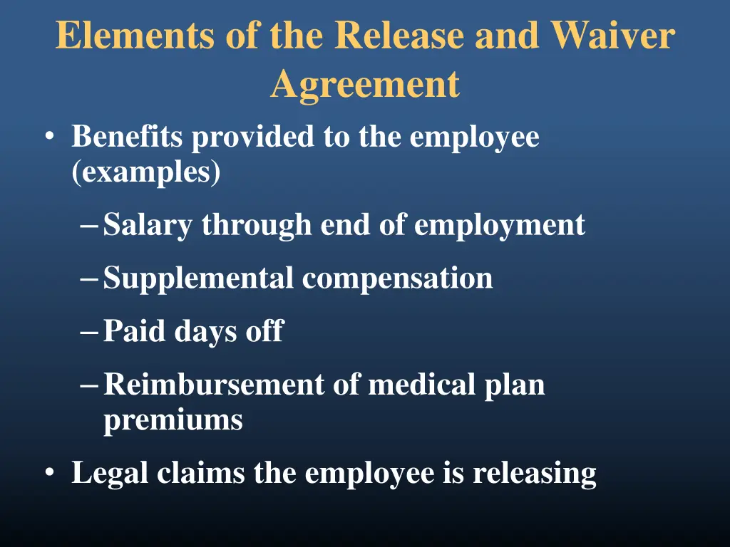 elements of the release and waiver agreement 1