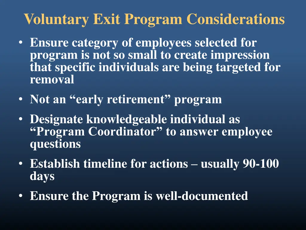 voluntary exit program considerations 1