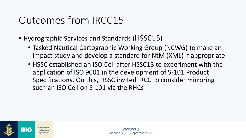 outcomes from ircc15 1