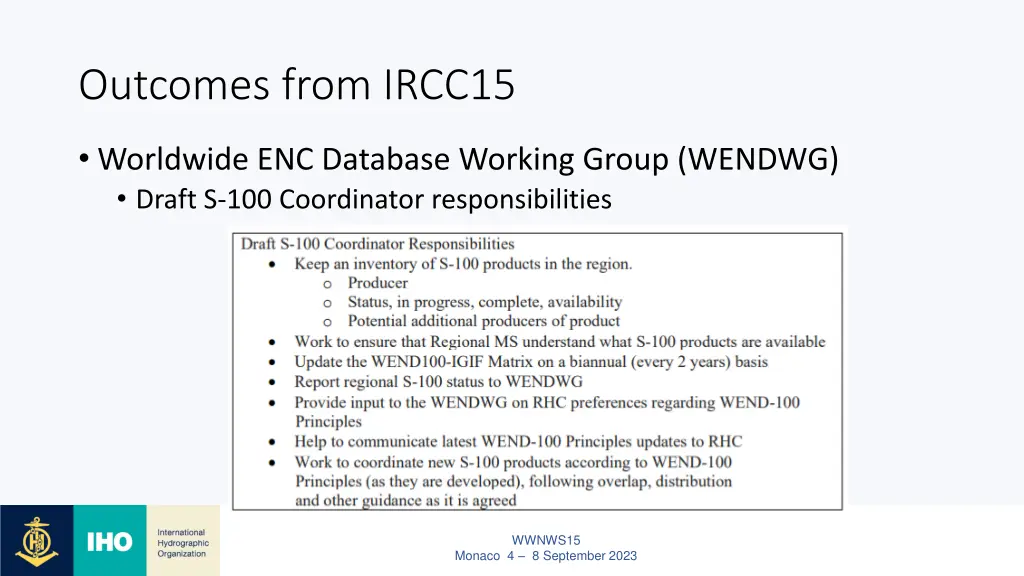 outcomes from ircc15 4