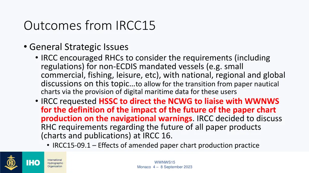 outcomes from ircc15 5