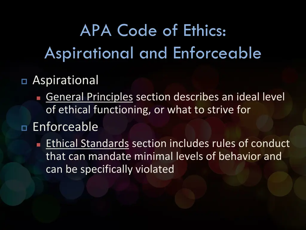 apa code of ethics aspirational and enforceable