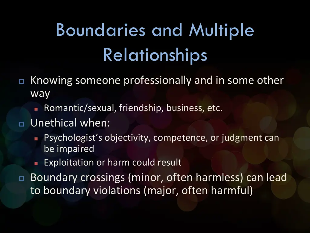 boundaries and multiple relationships