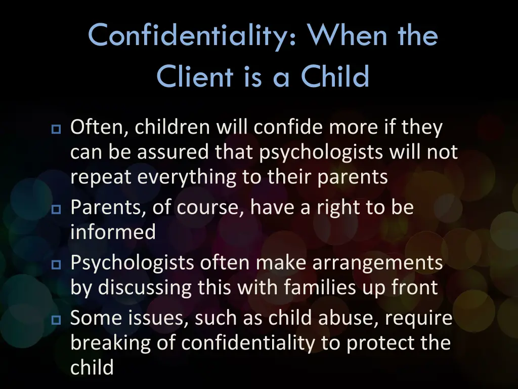 confidentiality when the client is a child