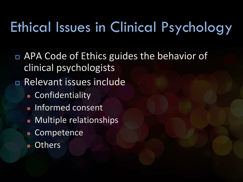 ethical issues in clinical psychology