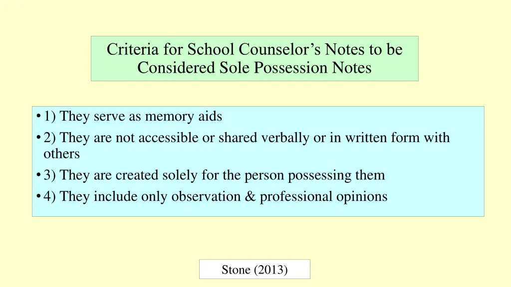 criteria for school counselor s notes