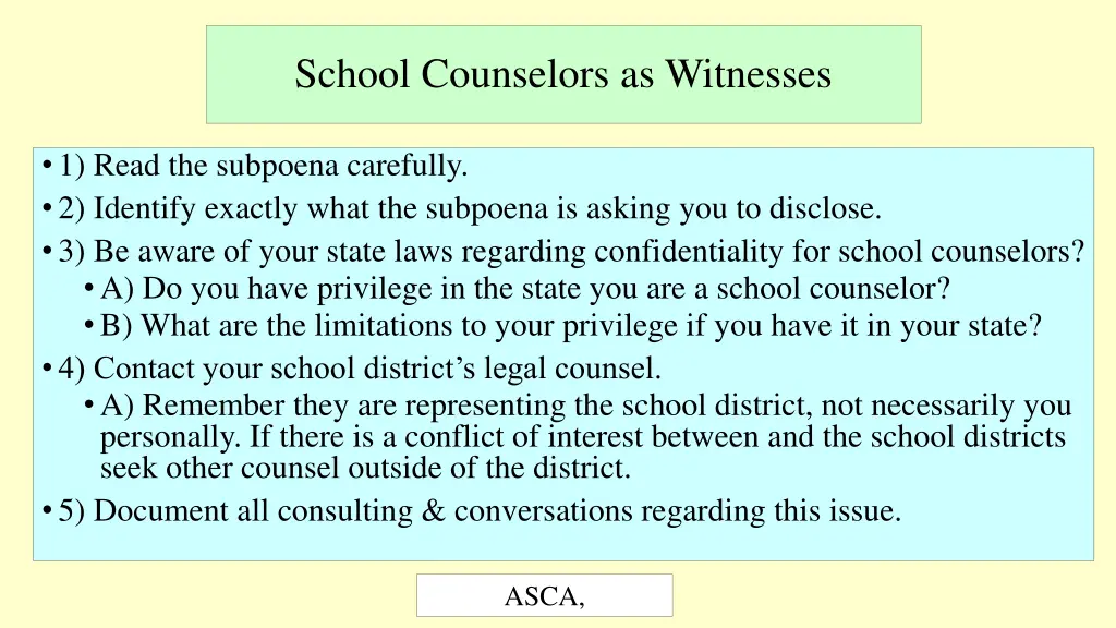 school counselors as witnesses