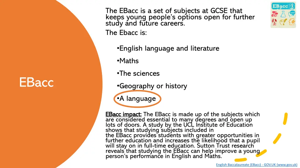 the ebacc is a set of subjects at gcse that keeps