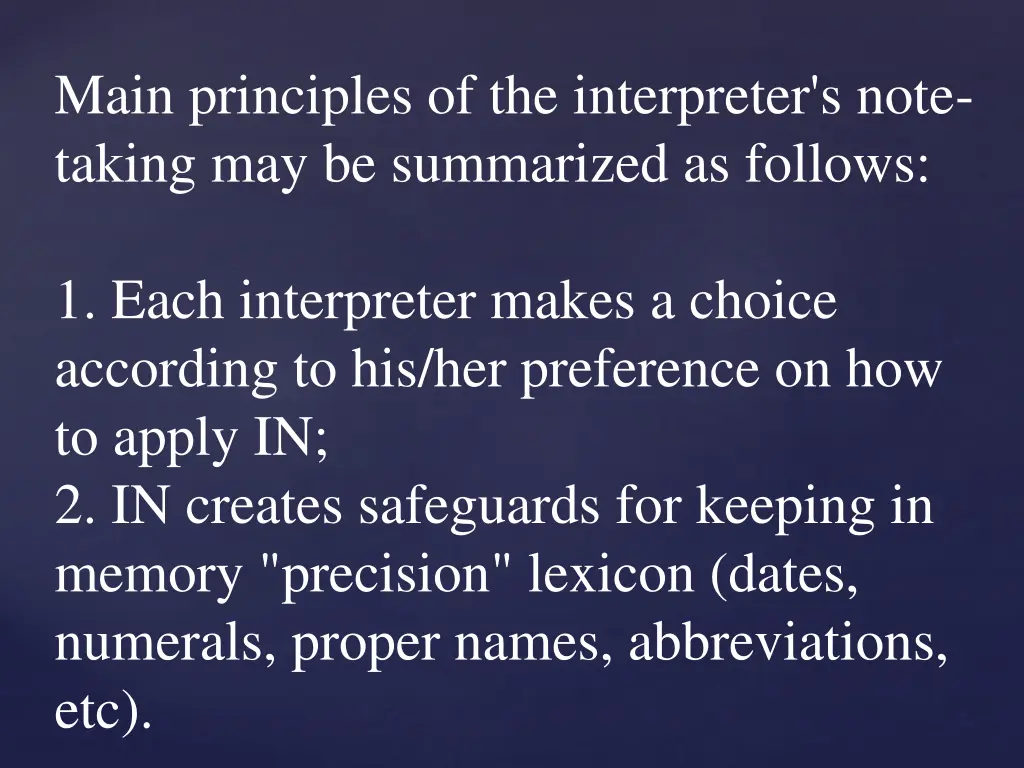 main principles of the interpreter s note taking