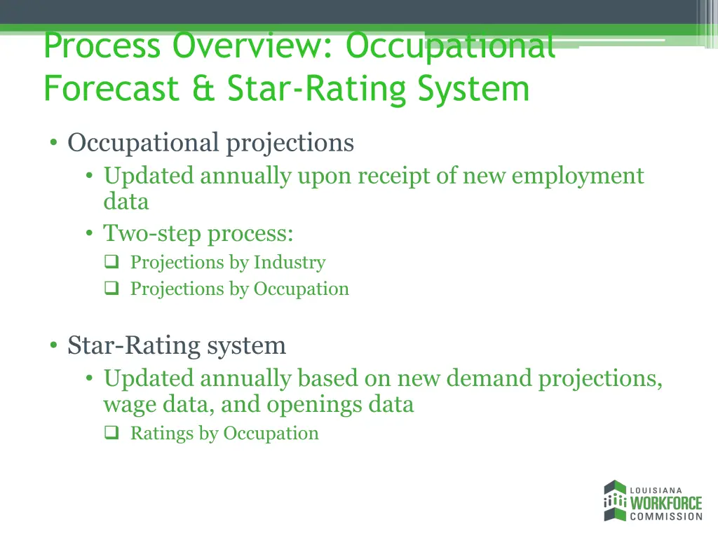 process overview occupational forecast star