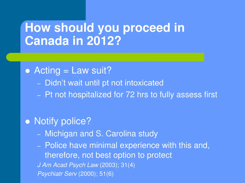 how should you proceed in canada in 2012