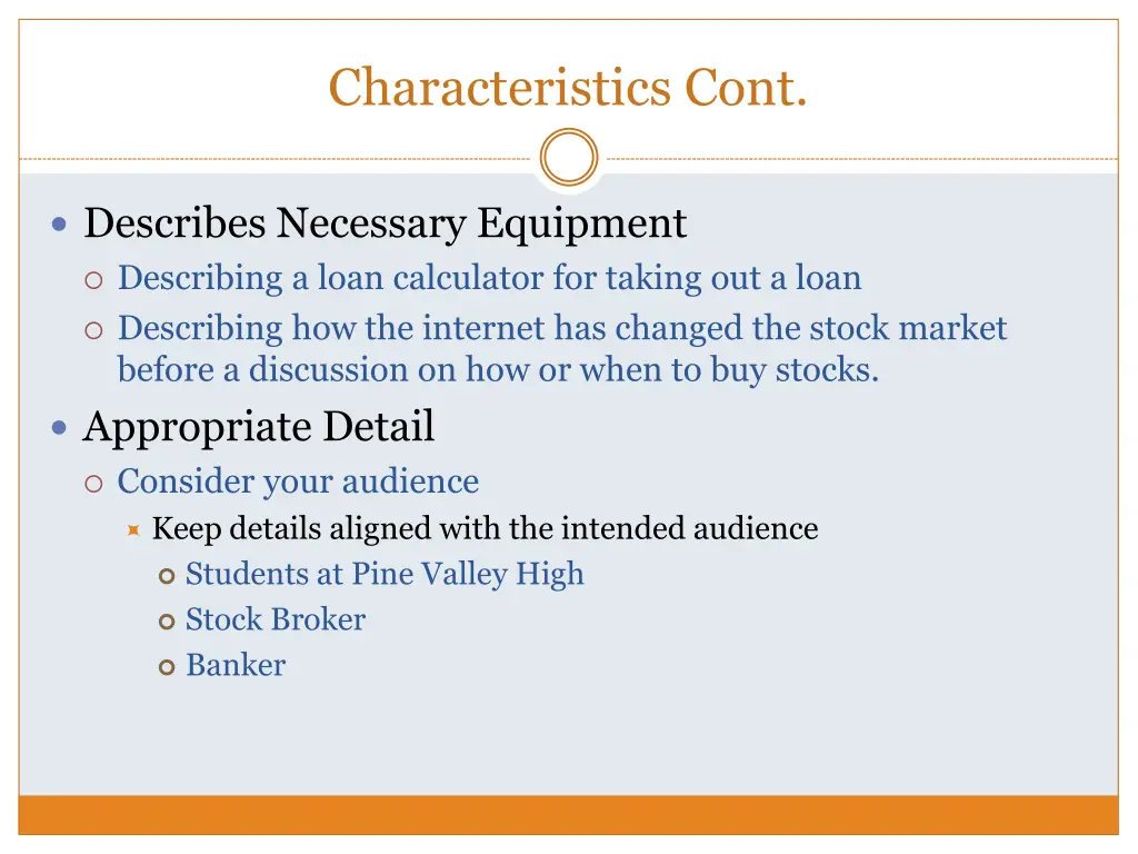 characteristics cont 2