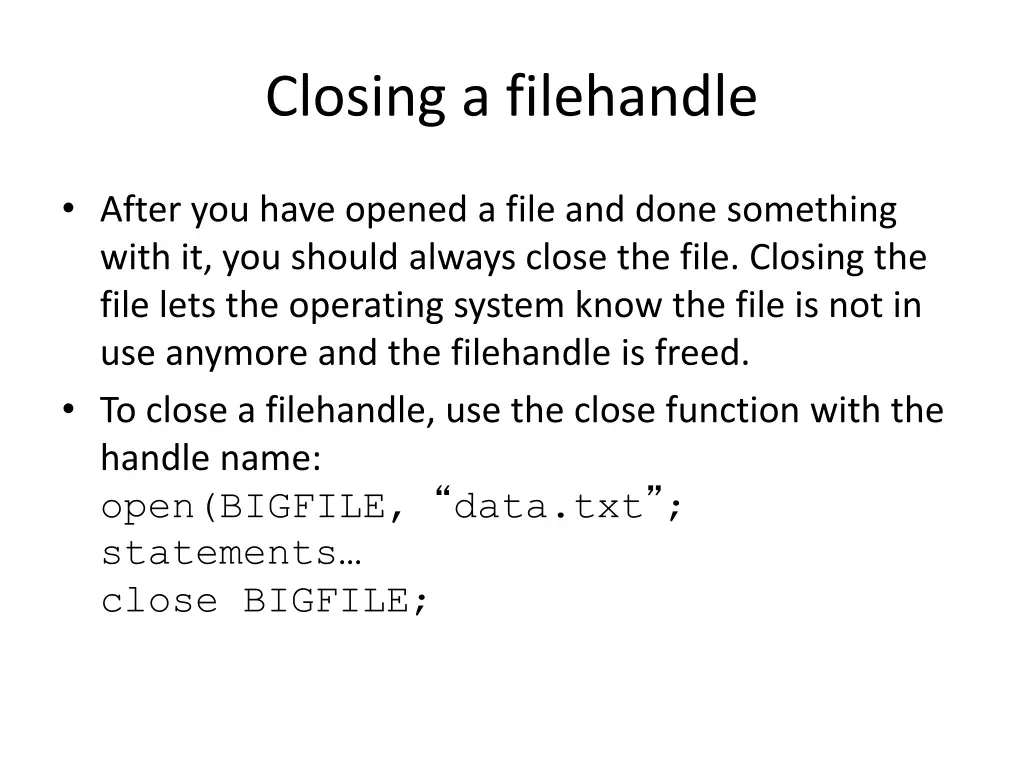 closing a filehandle