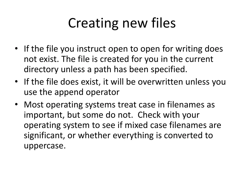 creating new files