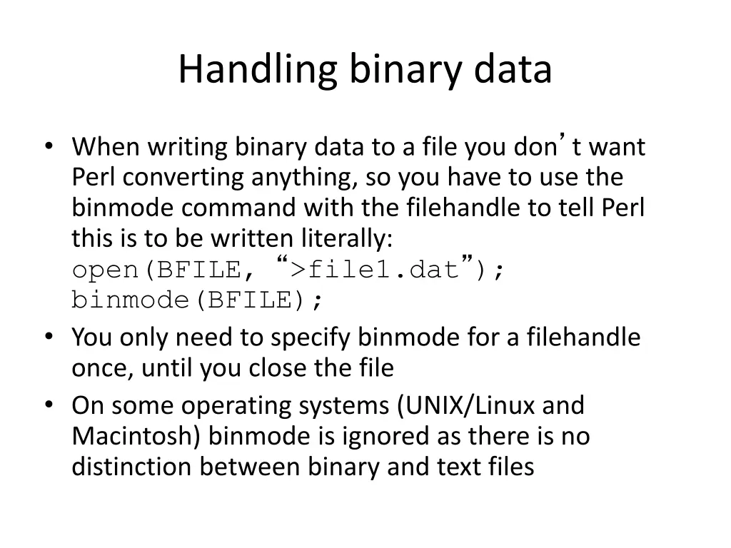 handling binary data