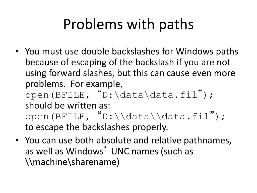 problems with paths