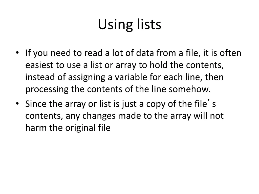 using lists