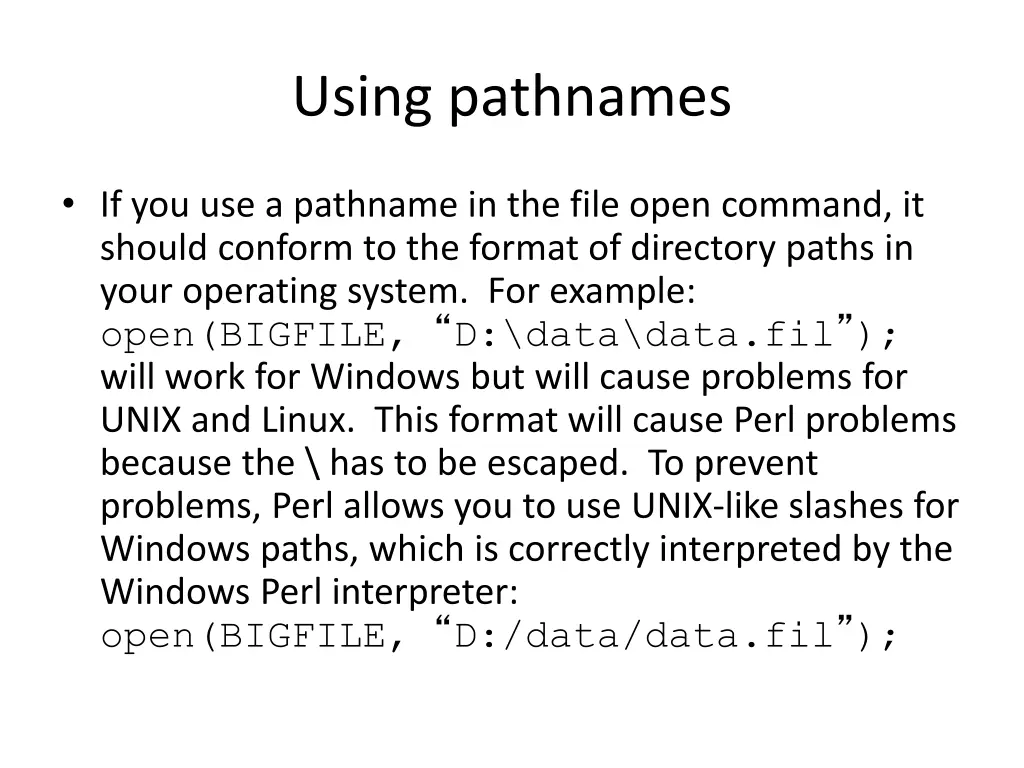 using pathnames