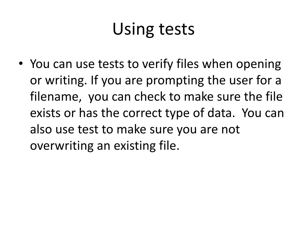 using tests