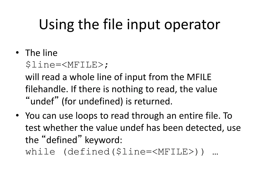 using the file input operator