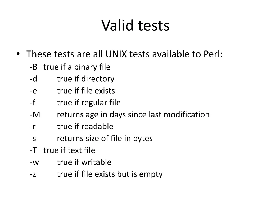 valid tests