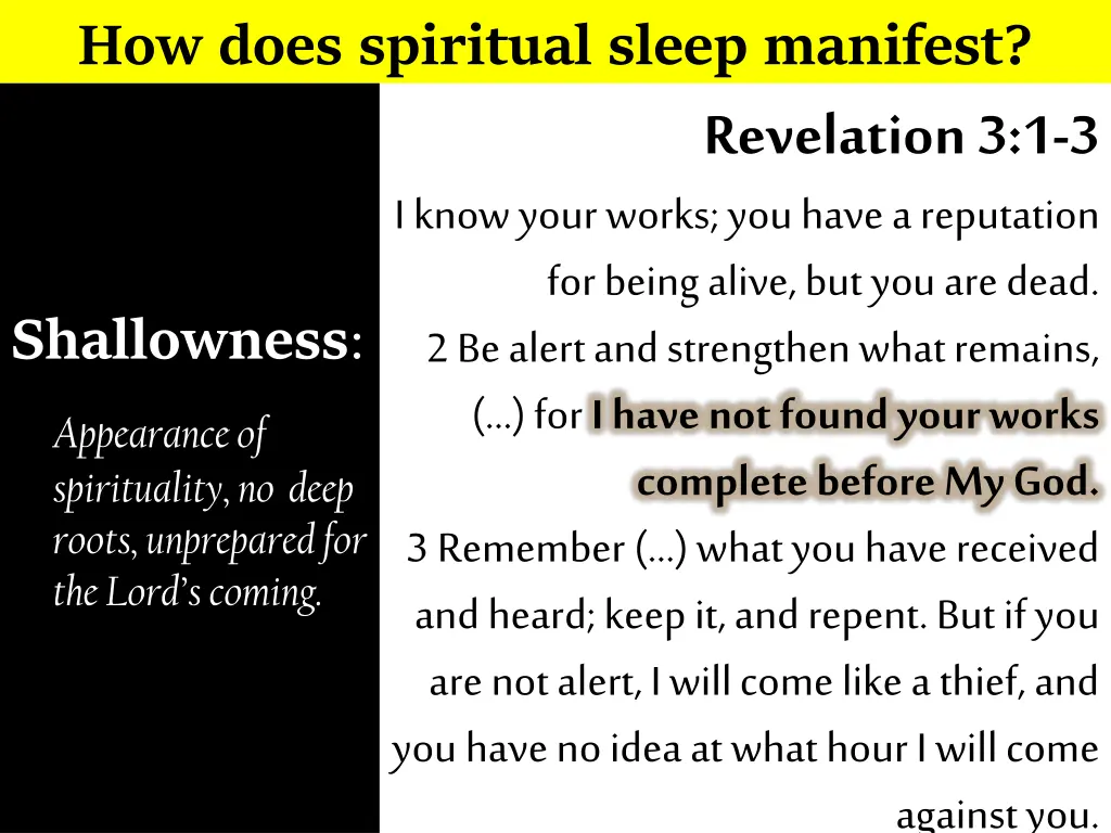 how does spiritual sleep manifest 3