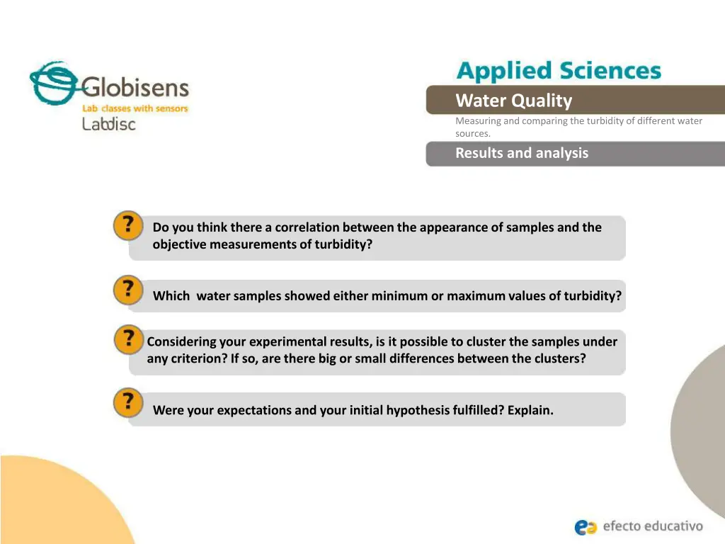 water quality measuring and comparing 11