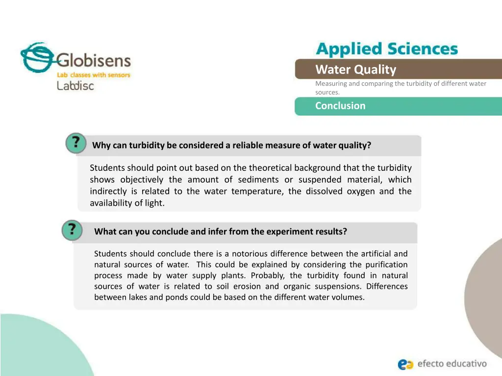 water quality measuring and comparing 13