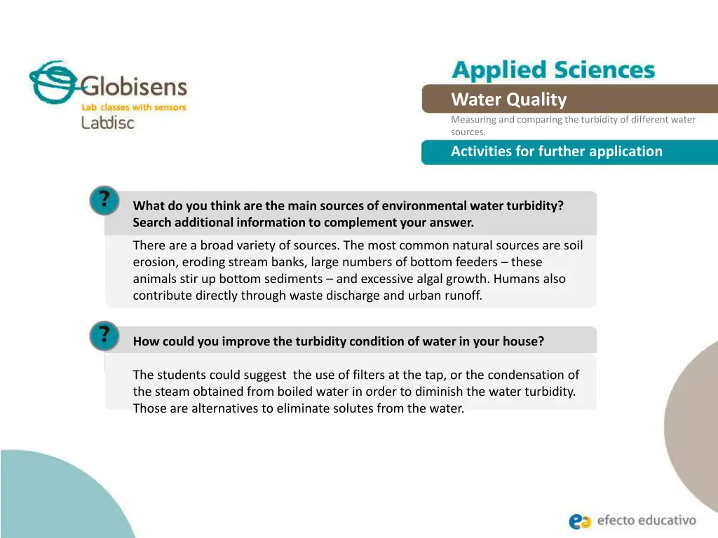 water quality measuring and comparing 15