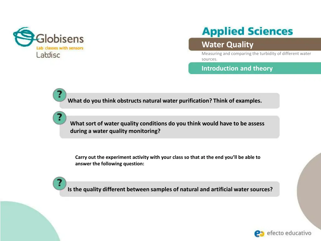 water quality measuring and comparing 2